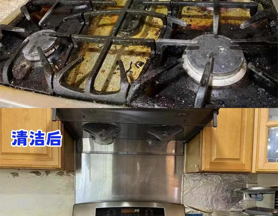 厨房深度清洁后的台面和柜体